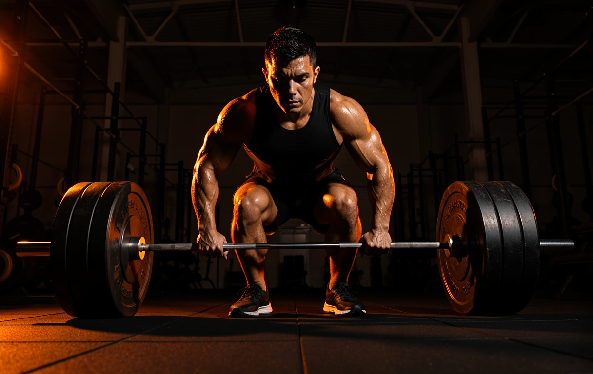 Athlete performing a heavy lift